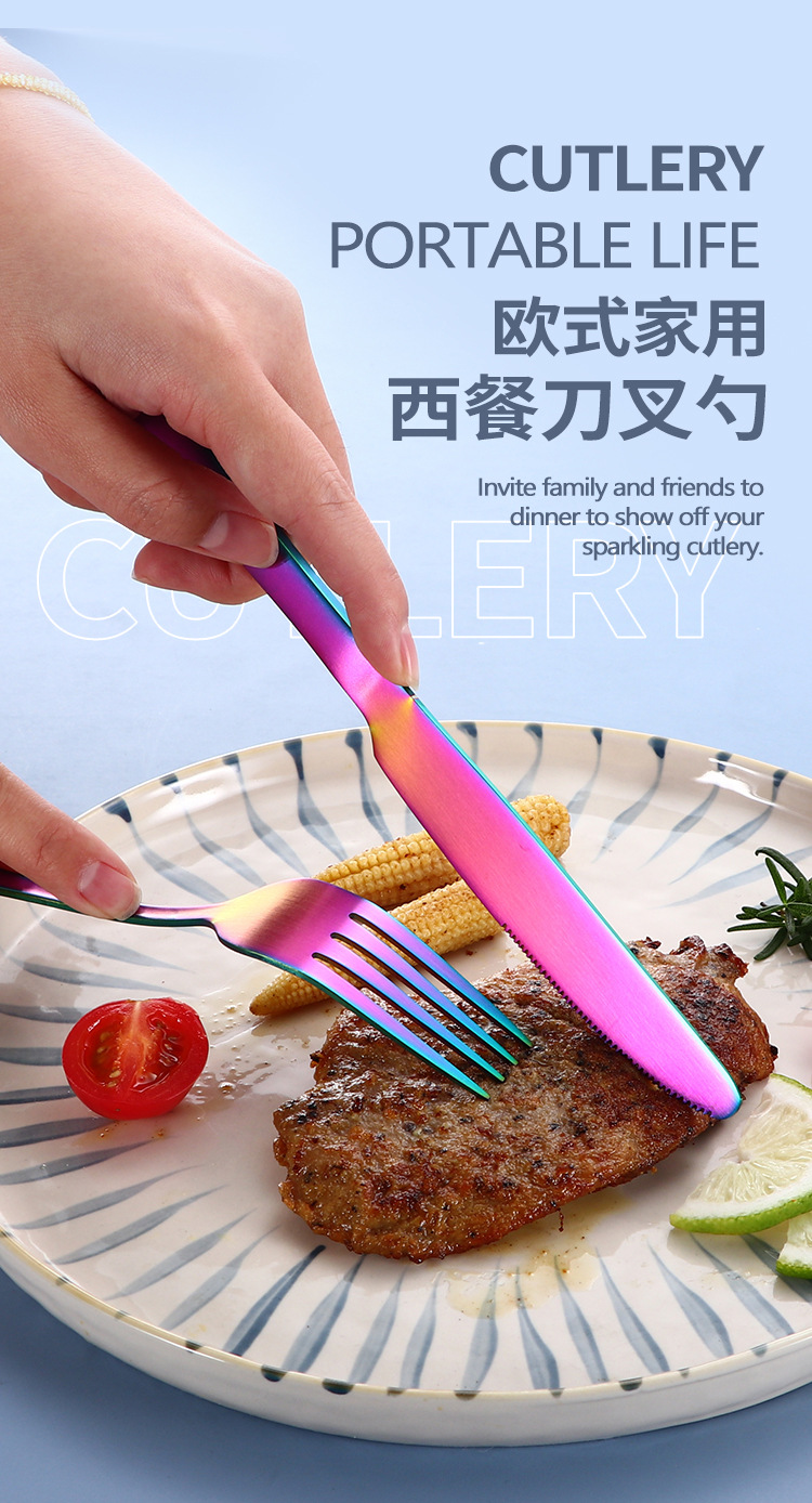 Cross-Border Amazon 1010 Stainless Steel Sanding Tableware 40-Piece Set Black Table Knife Spoon Fork Mail Order Gift Box