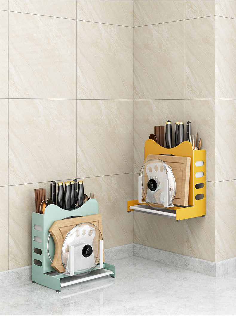 Kitchen Knife Storage Rack Pot Cover Rack Cutting Board Chopsticks Box Integrated Multifunctional Storage Rack Wall-Mounted Table Top Dual-Purpose Kitchen Knife Storage Rack Pot Cover Rack Cutting Board Chopsticks Box Integrated Multifunctional Storage Rack Wall-Mounted Table Top Dual-Purpose
