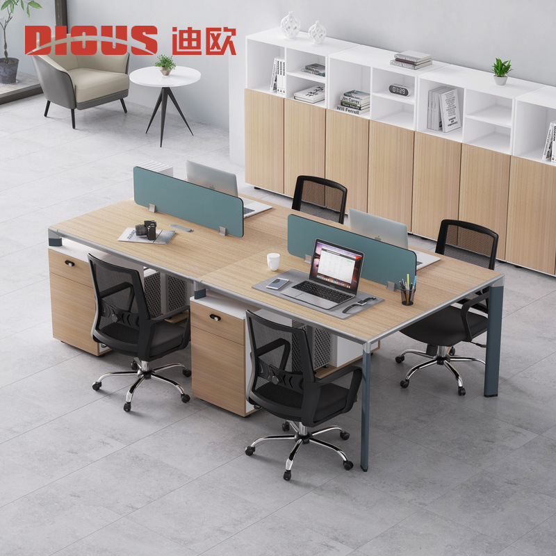 Diou Staff Table and Chair Combination Simple Modern Four-Person Station Computer Desk Office Desk with Chinese Screen Card Holder Office Furniture