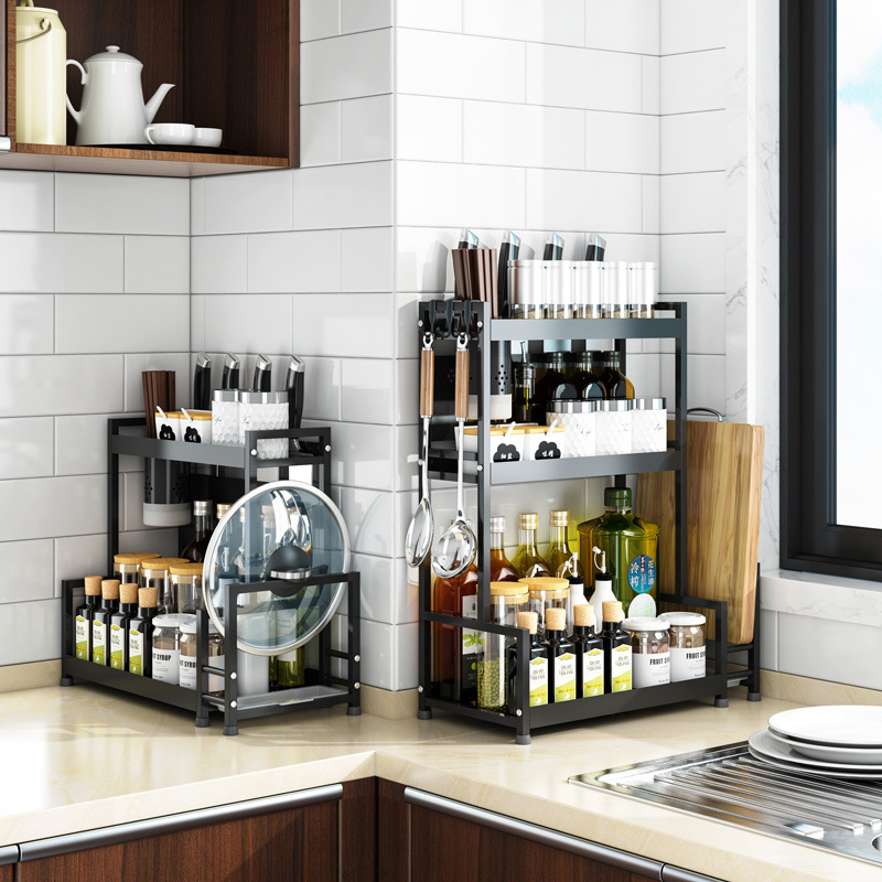 Factory Wholesale Stainless Steel Kitchen Rack Seasoning Household Table Shelf Seasoning Rack Desktop Multi-Function Knife