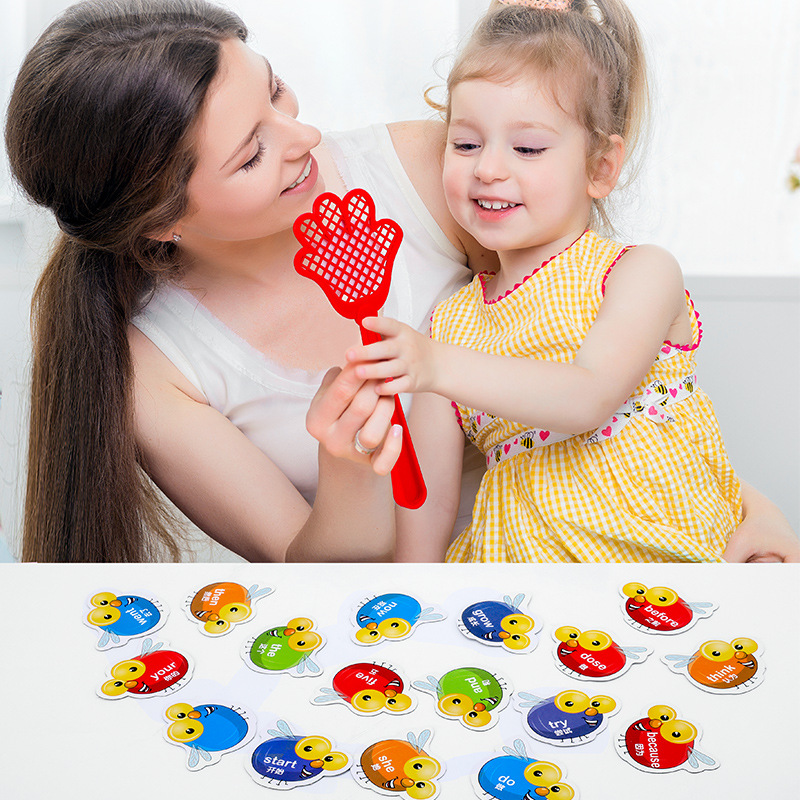 Child Racket Flyswatter Puzzle Parent-Child Interaction Toys English Table Game Card Concentration Training High Frequency Words