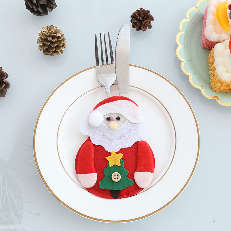 Christmas Decoration Supplies Gift Christmas Table Supplies Christmas Snowman Knife and Fork Bag Knife and Fork Cover