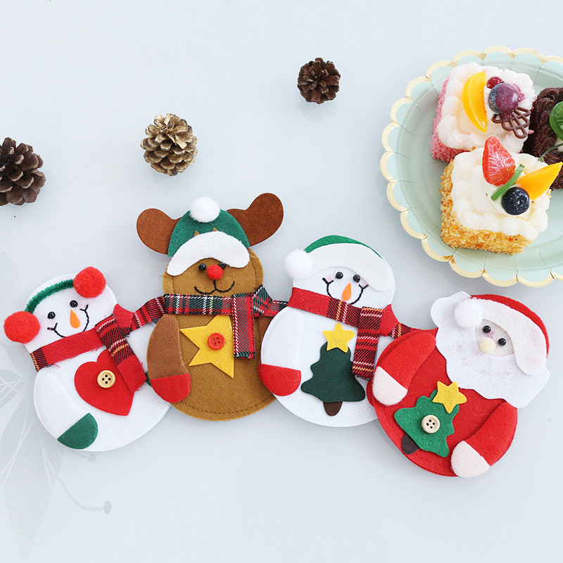 Christmas Decoration Supplies Gift Christmas Table Supplies Christmas Snowman Knife and Fork Bag Knife and Fork Cover