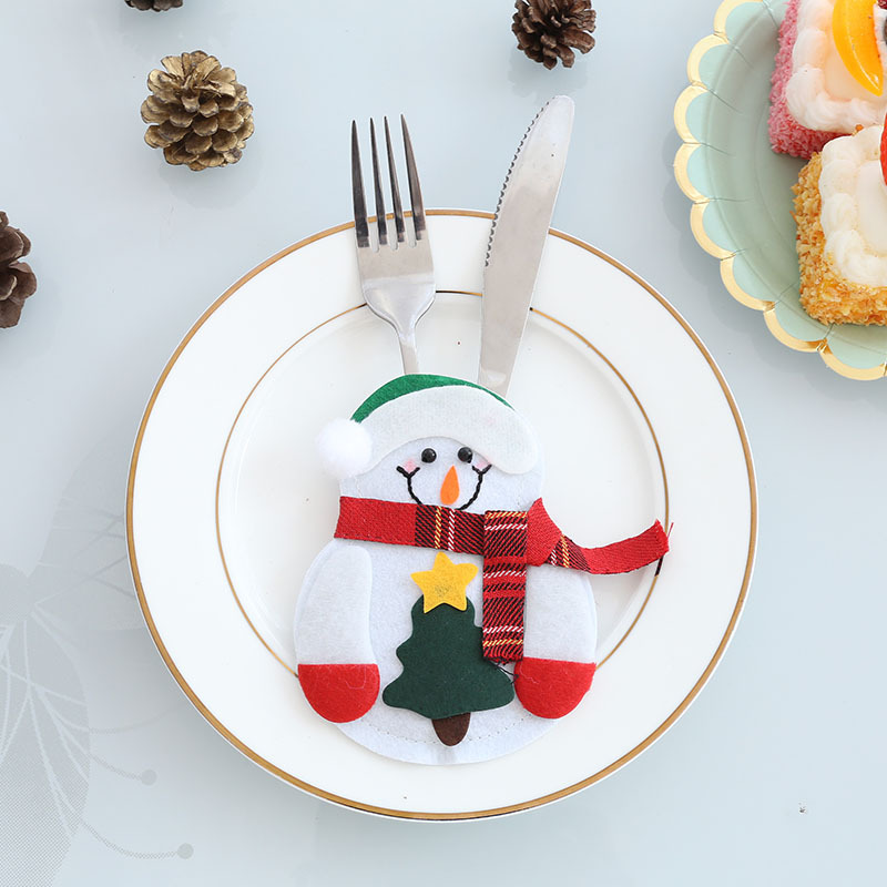 Christmas Decoration Supplies Gift Christmas Table Supplies Christmas Snowman Knife and Fork Bag Knife and Fork Cover