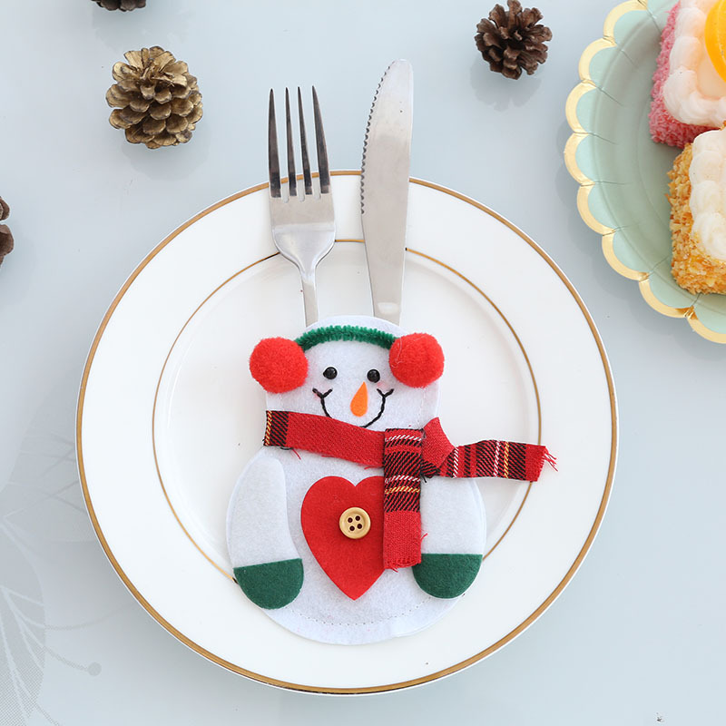 Christmas Decoration Supplies Gift Christmas Table Supplies Christmas Snowman Knife and Fork Bag Knife and Fork Cover