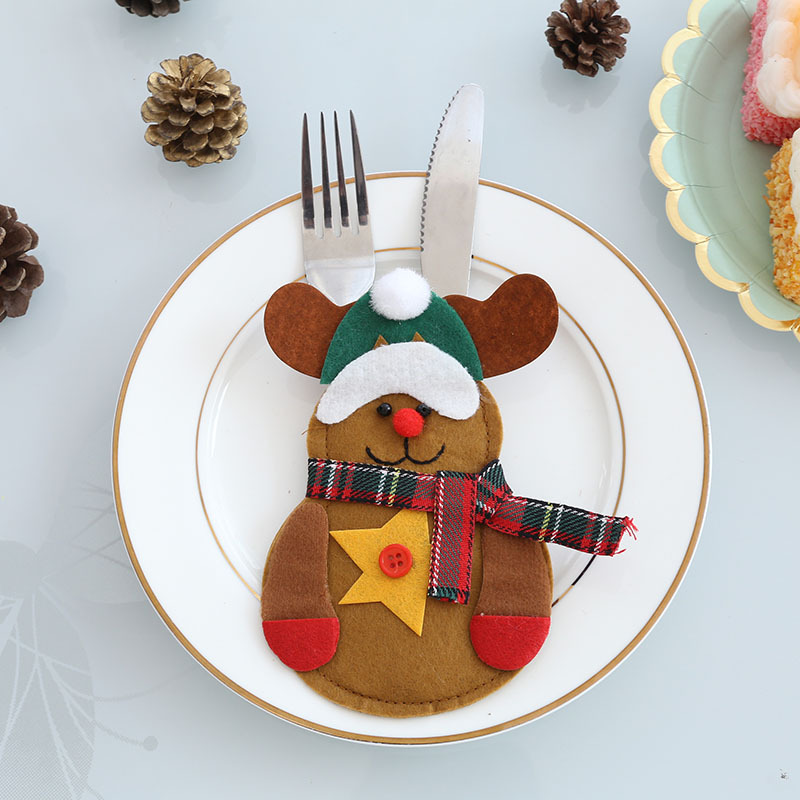 Christmas Decoration Supplies Gift Christmas Table Supplies Christmas Snowman Knife and Fork Bag Knife and Fork Cover