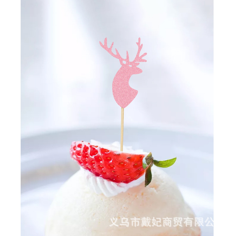 Christmas Party Dining-Table Decoration Gold Silver Rose Gold Reindeer Deer Head Cake Inserting Card Christmas Party Dining-Table Decoration Gold Silver Rose Gold Reindeer Deer Head Cake Inserting Card