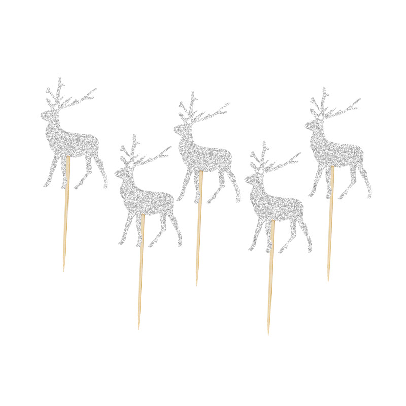 Christmas Party Dining-Table Decoration Gold Silver Rose Gold Reindeer Deer Head Cake Inserting Card Christmas Party Dining-Table Decoration Gold Silver Rose Gold Reindeer Deer Head Cake Inserting Card