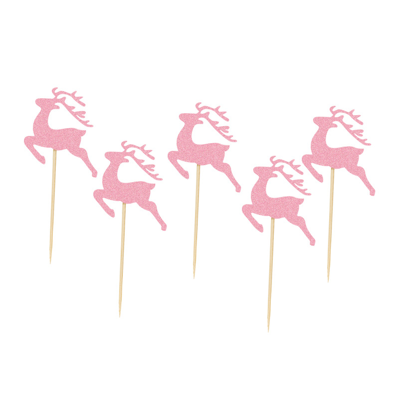 Christmas Party Dining-Table Decoration Gold Silver Rose Gold Reindeer Deer Head Cake Inserting Card Christmas Party Dining-Table Decoration Gold Silver Rose Gold Reindeer Deer Head Cake Inserting Card