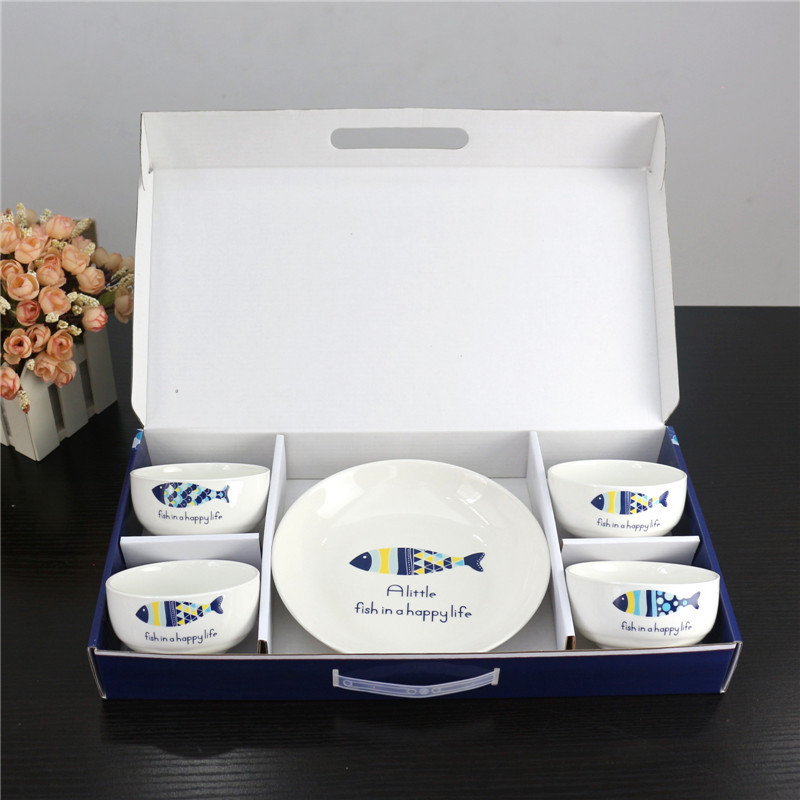 Yuyue Ceramic Bowl Chopsticks Cartoon Pattern Gift Box Home Return Gift Ceramic Bowl Chopsticks Sets
