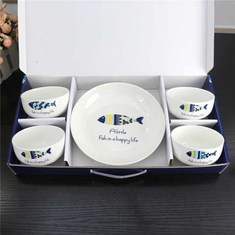 Yuyue Ceramic Bowl Chopsticks Cartoon Pattern Gift Box Home Return Gift Ceramic Bowl Chopsticks Sets