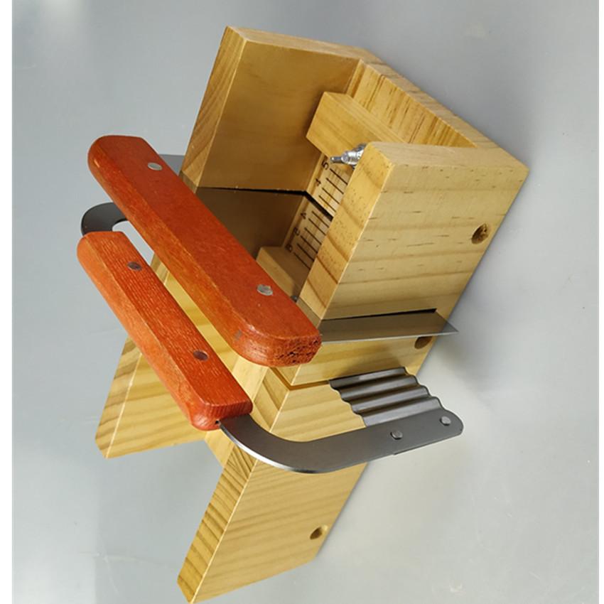 Handmade Soap Soap Cutter Solid Wood Double Card Slot Cutting Soap Table plus Wave Flat Knife Matching Set Special Offer