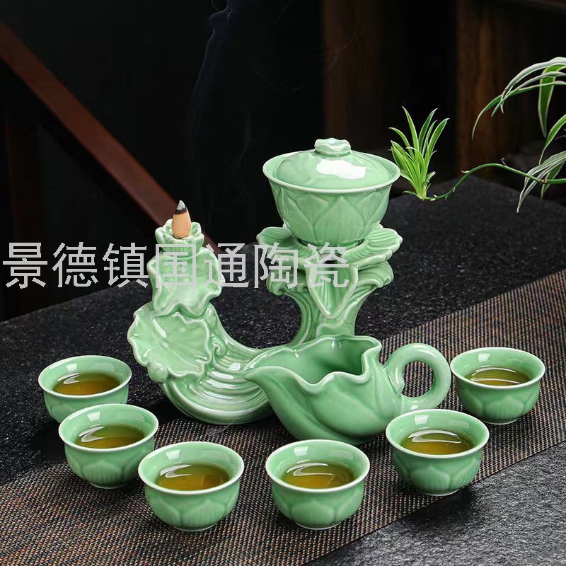 Jingdezhen Tea Set Set Tea Ware Teapot Tea Cup Tea Bowl Kung Fu Tea Set Tea Basin Bamboo Tea Tray Lazy Tea Maker Tea Ware