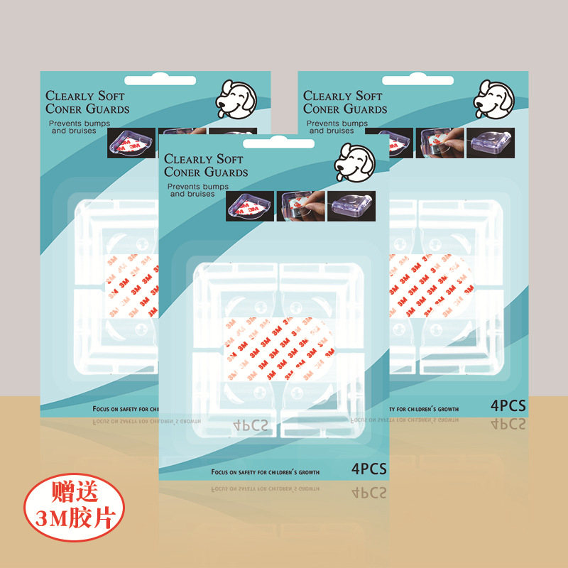 Stickers-Free Blister Blister Card 4 Pack L-Shaped Spherical Smiley Face Transparent Bumper Angle Baby Table Coffee Table Glass Corner Protector