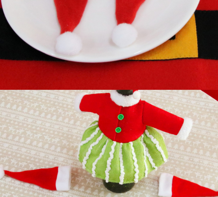 Christmas Wine Bottle Hat Christmas Hat Christmas Hat Knife and Fork Set Party Table Wine Bottle Decoration Decorations