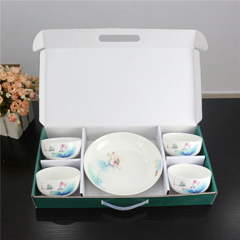 Elegant Charm of Lotus Bowl and Chopsticks Series Tableware Gift Box Household Return Activity Combination Offer Gift Ceramic Tableware Set Elegant Charm of Lotus Bowl and Chopsticks Series Tableware Gift Box Household Return Activity Combination Offer Gift Ceramic Tableware Set