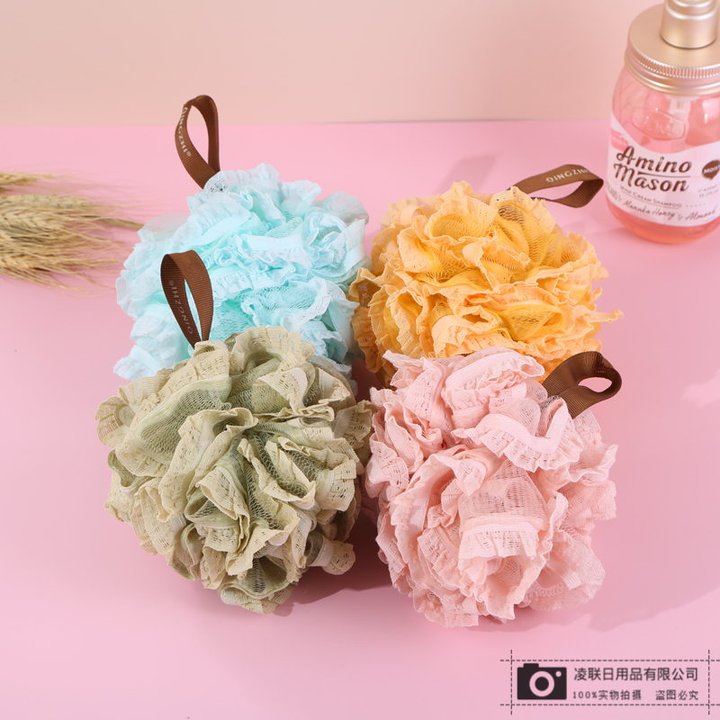 With Lanyard Design Multi-Color Bath Loofah Bath Salt Mesh Sponge Bath Foaming Bath Large Size Bath Ball Mesh Sponge