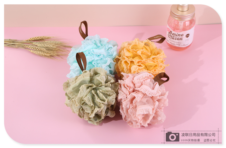 With Lanyard Design Multi-Color Bath Loofah Bath Salt Mesh Sponge Bath Foaming Bath Large Size Bath Ball Mesh Sponge