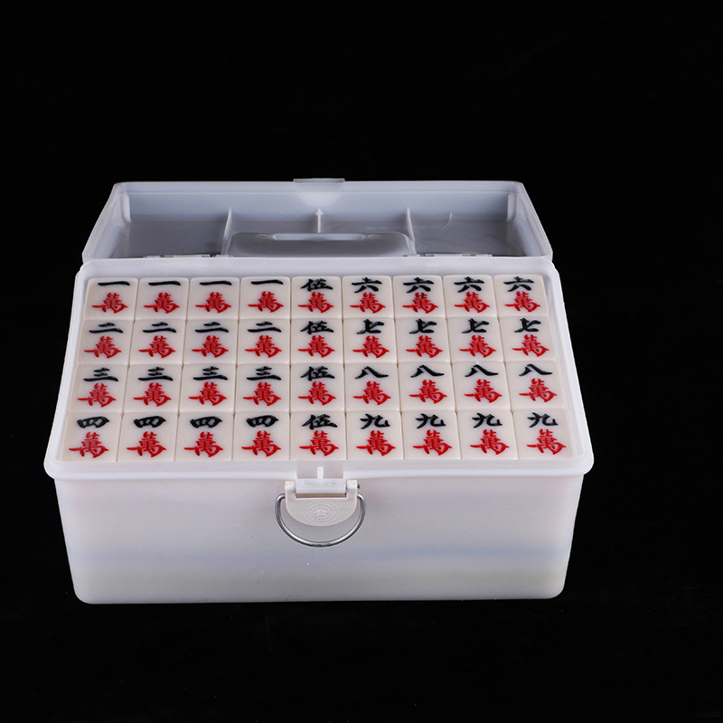Mahjong Wholesale Household Hand-Playing Retail Hand-Rubbing Mahjong Chess Card Mahjong Table Cloth White Plastic Box Large Size Non-Magnetic