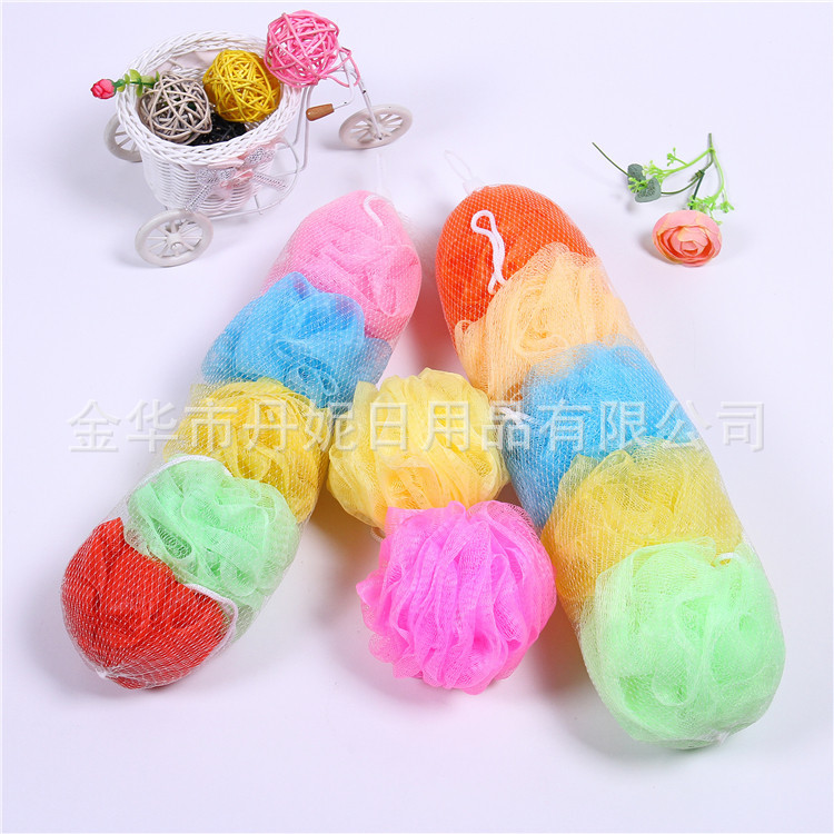 Factory Direct Sales Hot Sale High Quality 5Pc Mesh Bag Bath Ball High Quality Massage Bath Flower Environmental Protection PE