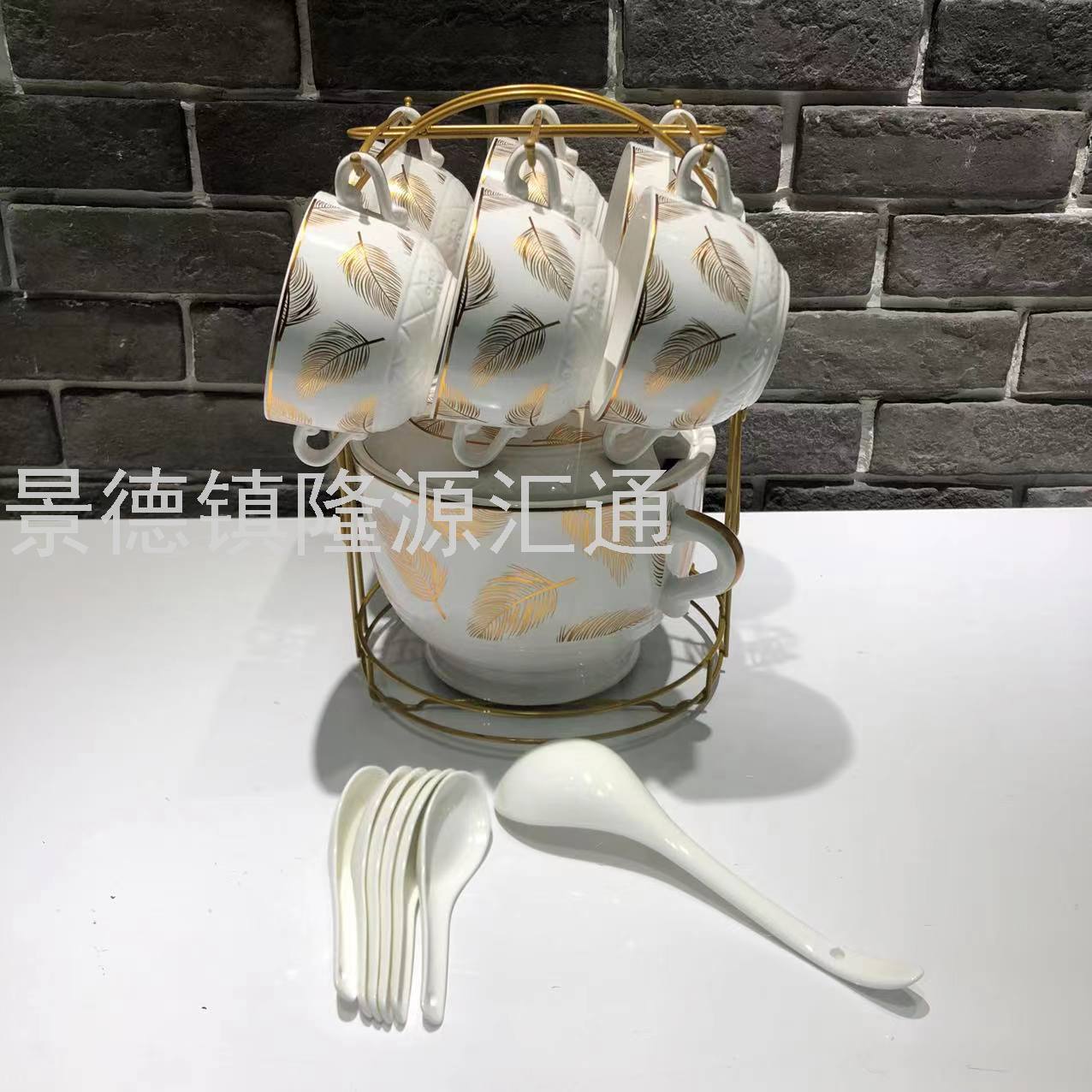 Jingdezhen Ceramic Soup Pot Set Dual-Sided Stockpot Noodle Cup Freshness Bowl Storage Tank Casserole Electric Soup Pot
