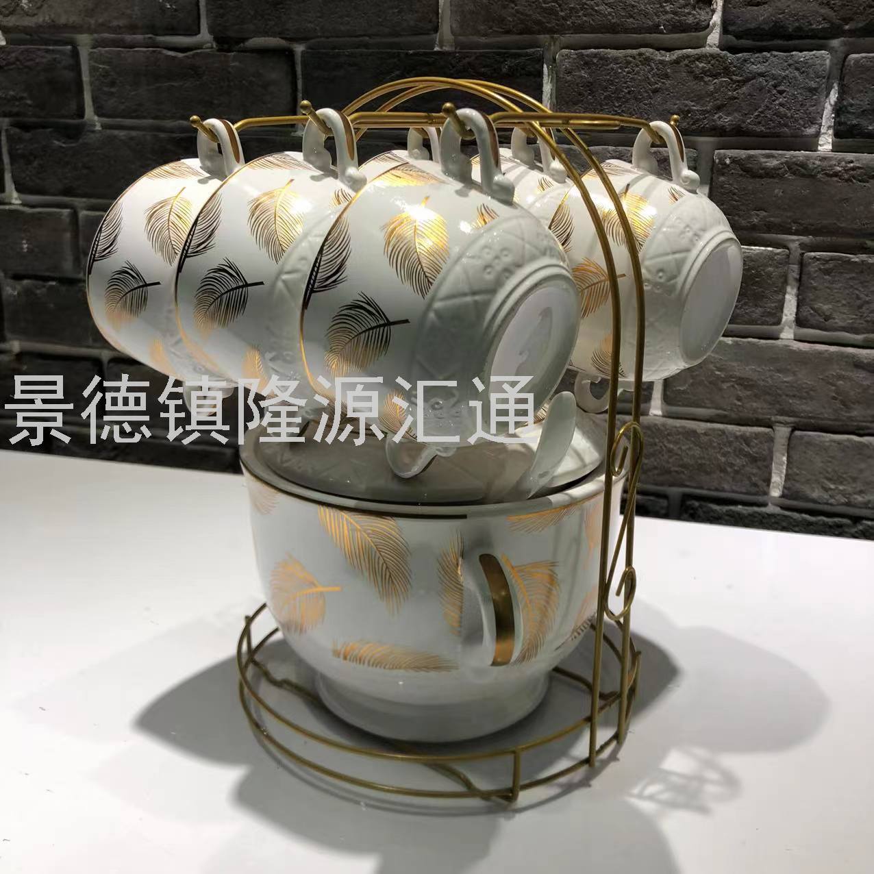 Jingdezhen Ceramic Soup Pot Set Dual-Sided Stockpot Noodle Cup Freshness Bowl Storage Tank Casserole Electric Soup Pot