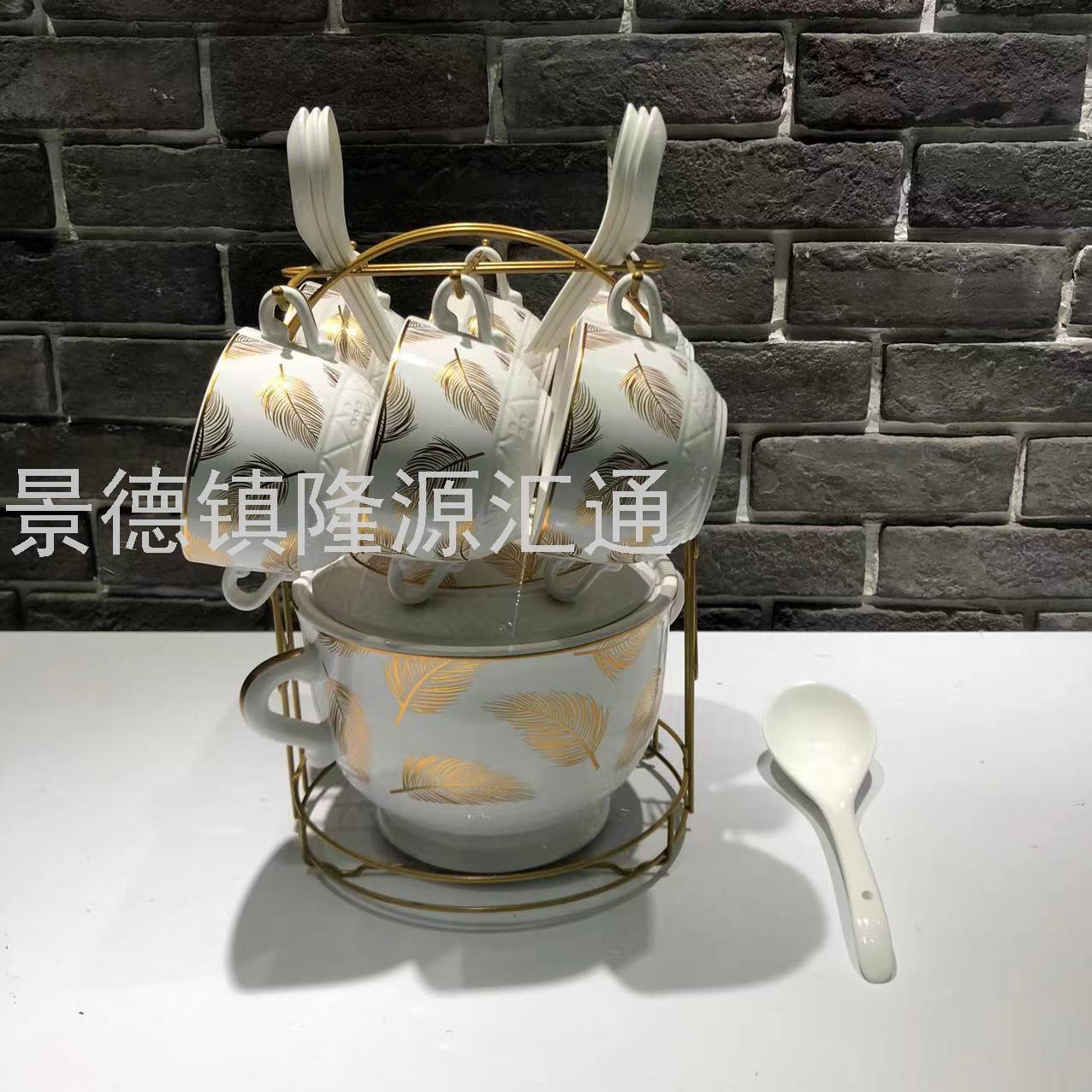 Jingdezhen Ceramic Soup Pot Set Dual-Sided Stockpot Noodle Cup Freshness Bowl Storage Tank Casserole Electric Soup Pot