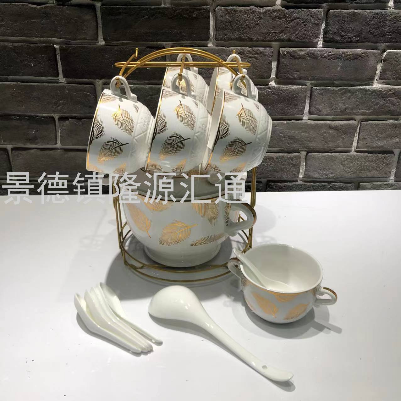 Jingdezhen Ceramic Soup Pot Set Dual-Sided Stockpot Noodle Cup Freshness Bowl Storage Tank Casserole Electric Soup Pot
