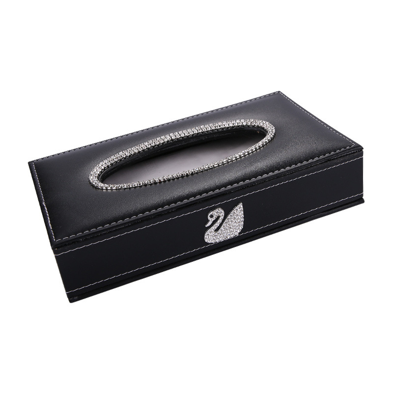 Swan Tissue Box Cover Car Tissue Box Creative Car Decoration Jewelry Diamond-Embedded Cute Car Supplies Tissue Box
