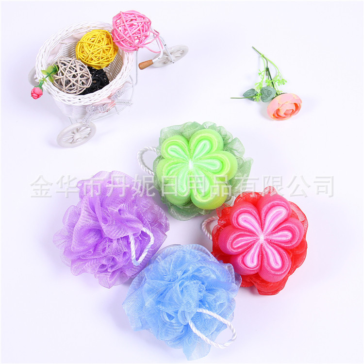 Factory Direct Sales Hot Sale High Quality Fine Mesh Plum Blossom Bath Flower Mixed Color Bath Ball Environmental Protection PE BATH ESSENTIAL