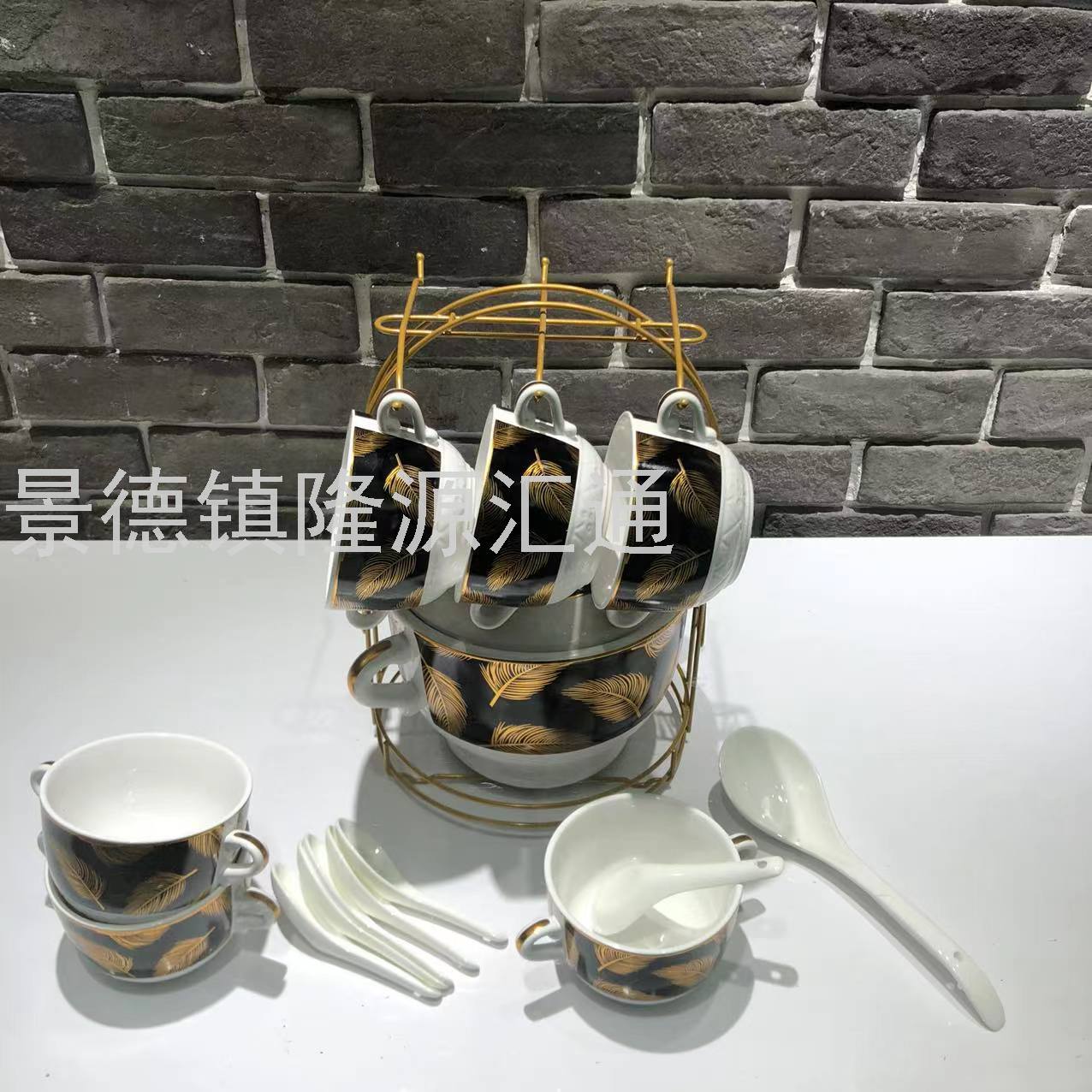 Jingdezhen Ceramic Soup Pot Set Dual-Sided Stockpot Noodle Cup Freshness Bowl Storage Tank Casserole Electric Soup Pot