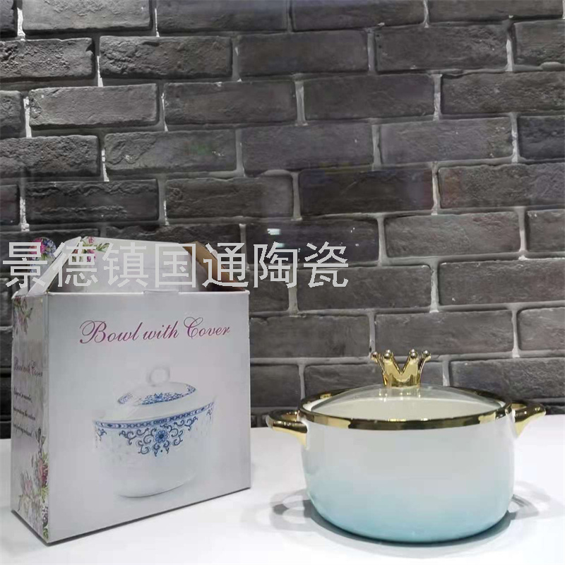 New Korea Soup Pot Binaural Soup Bowl Noodle Bowl Ramen Bowl Noodle Bowl Instant Noodle Bowl Noodle Bowl South Africa Kitchen Tableware Export Ceramic Soup Bowl