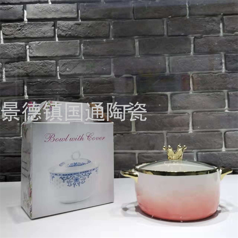 New Korea Soup Pot Binaural Soup Bowl Noodle Bowl Ramen Bowl Noodle Bowl Instant Noodle Bowl Noodle Bowl South Africa Kitchen Tableware Export Ceramic Soup Bowl