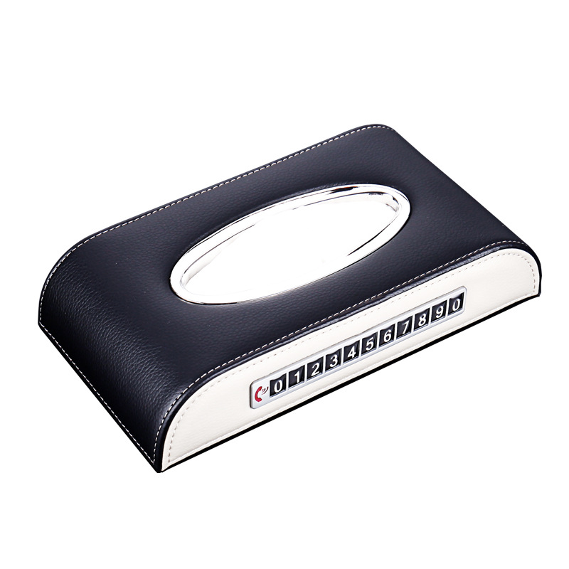 Car Tissue Box Car Napkins Box with Temporary Parking Sign Armrest Box Seat Type Tissue Box Hanging Tissue Box