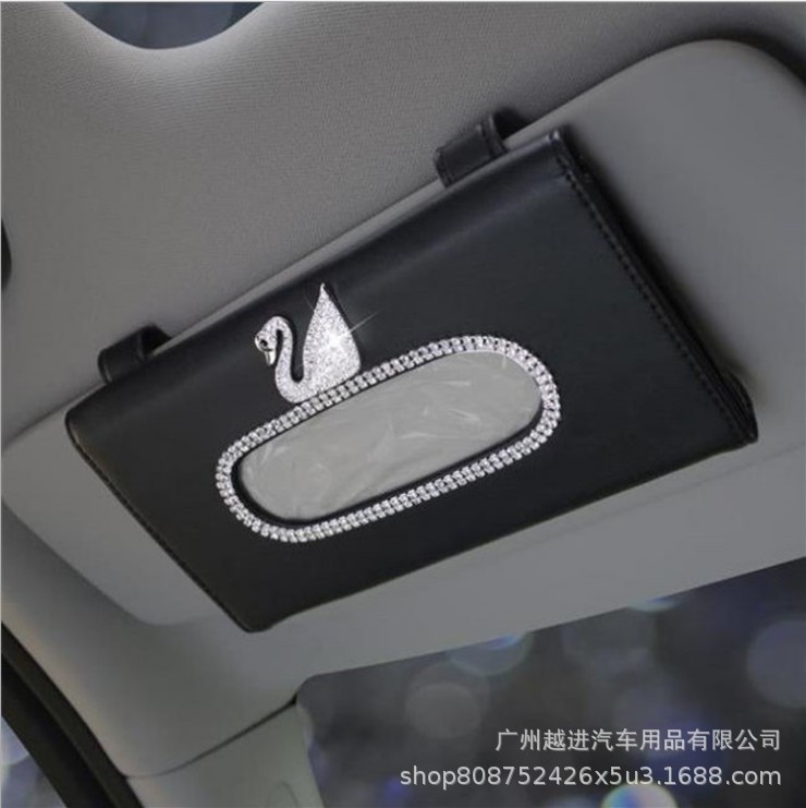 Diamond Swan Car Sunshade Tissue Box Tissue Box for Car Camellia Hanging Crown Tissue Box Daisy