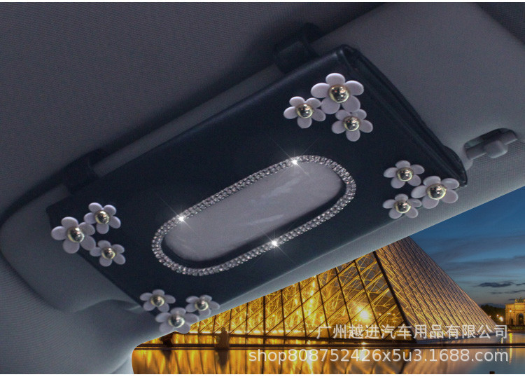 Diamond Swan Car Sunshade Tissue Box Tissue Box for Car Camellia Hanging Crown Tissue Box Daisy