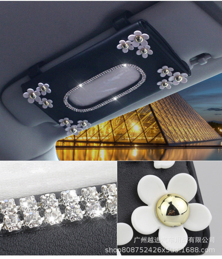 Diamond Swan Car Sunshade Tissue Box Tissue Box for Car Camellia Hanging Crown Tissue Box Daisy