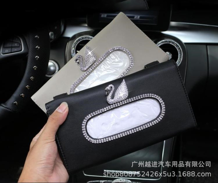 Diamond Swan Car Sunshade Tissue Box Tissue Box for Car Camellia Hanging Crown Tissue Box Daisy