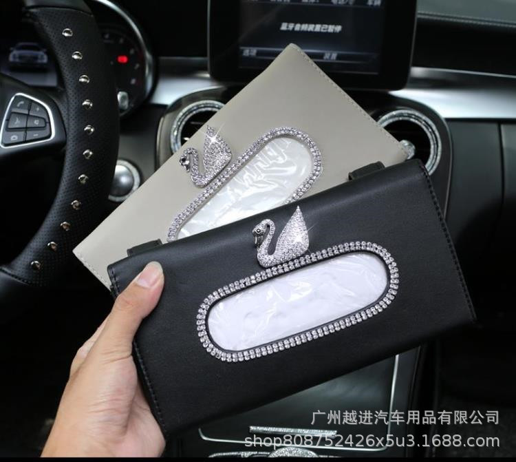 Diamond Swan Car Sunshade Tissue Box Tissue Box for Car Camellia Hanging Crown Tissue Box Daisy