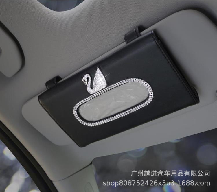 Diamond Swan Car Sunshade Tissue Box Tissue Box for Car Camellia Hanging Crown Tissue Box Daisy