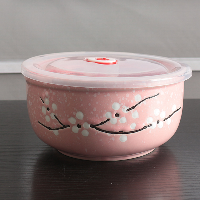 Ceramic Freshness Bowl Three-Piece Microwave Oven Freshness Bowl Gift Box Snowflake Glaze Meeting Sale Gift Wedding Return Set