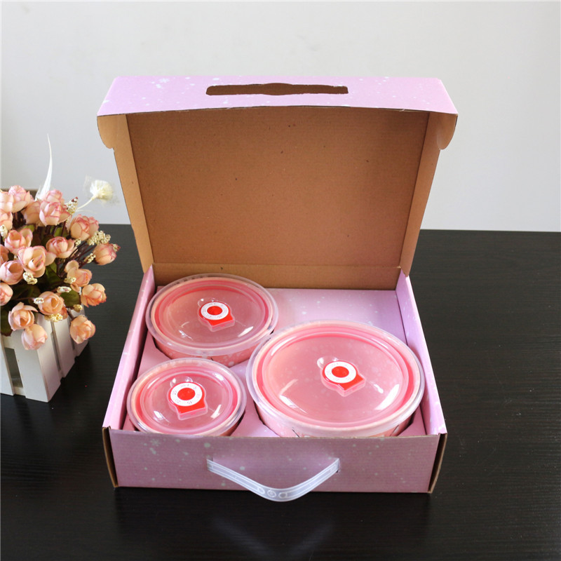 Ceramic Freshness Bowl Three-Piece Microwave Oven Freshness Bowl Gift Box Snowflake Glaze Meeting Sale Gift Wedding Return Set Ceramic Freshness Bowl Three-Piece Microwave Oven Freshness Bowl Gift Box Snowflake Glaze Meeting Sale Gift Wedding Return Set