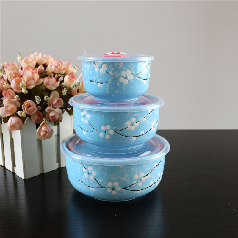 Ceramic Freshness Bowl Three-Piece Microwave Oven Freshness Bowl Gift Box Snowflake Glaze Meeting Sale Gift Wedding Return Set Ceramic Freshness Bowl Three-Piece Microwave Oven Freshness Bowl Gift Box Snowflake Glaze Meeting Sale Gift Wedding Return Set