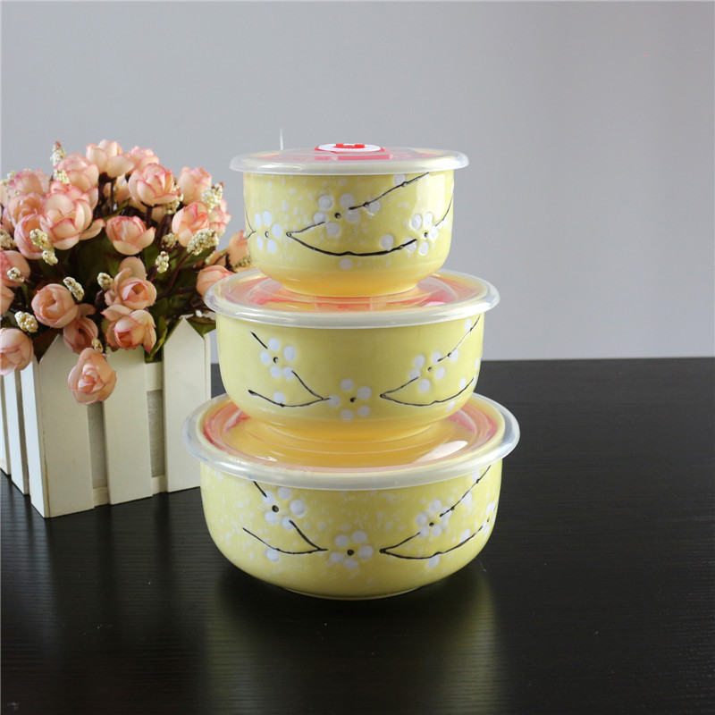 Ceramic Freshness Bowl Three-Piece Microwave Oven Freshness Bowl Gift Box Snowflake Glaze Meeting Sale Gift Wedding Return Set Ceramic Freshness Bowl Three-Piece Microwave Oven Freshness Bowl Gift Box Snowflake Glaze Meeting Sale Gift Wedding Return Set