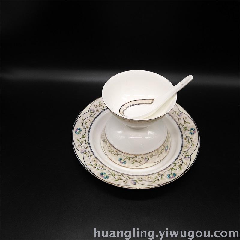 Ceramic tableware porcelain bowl set Jingdezhen China ceramic bowl disc wholesale