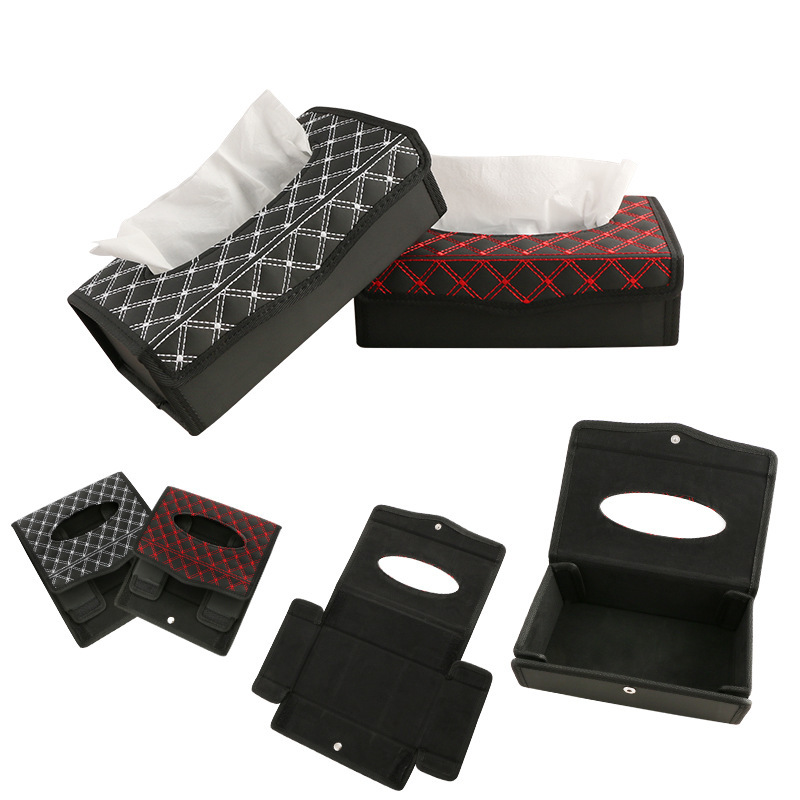 Deran Blessing Red Wine Folding Tissue Box Car Velcro Tissue Box Car Tissue Cover Car Tissue Dispenser Wholesale