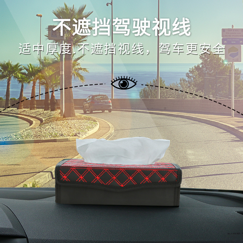 Deran Blessing Red Wine Folding Tissue Box Car Velcro Tissue Box Car Tissue Cover Car Tissue Dispenser Wholesale