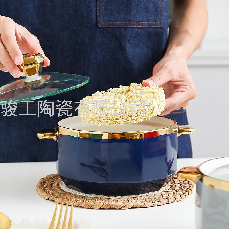 Factory Direct Sales Hot Selling Product Gold-Plated Ceramic Tableware Home Instant Noodle Bowl Customizable Logo Factory Direct Sales Hot Selling Product Gold-Plated Ceramic Tableware Home Instant Noodle Bowl Customizable Logo