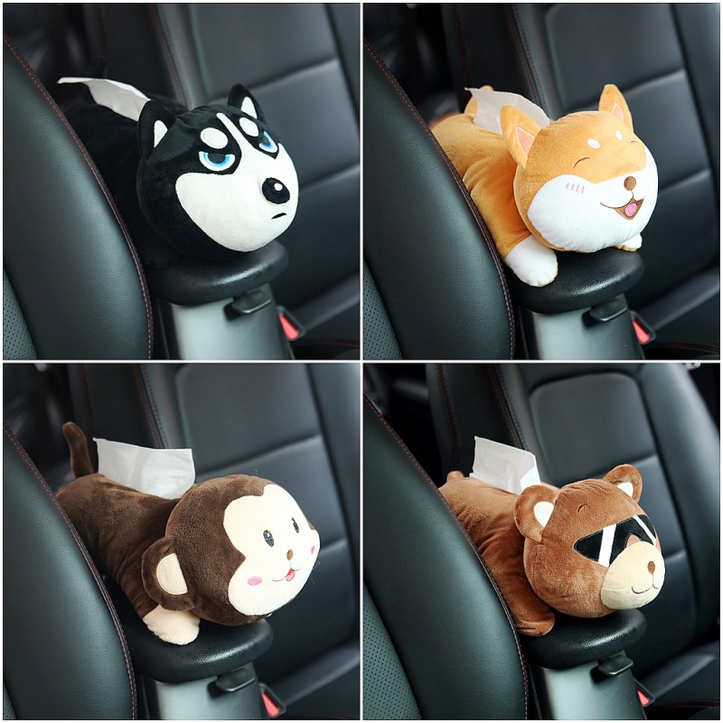 Dispenser Cartoon Creative Car Seat Back Tissue Box Automobile Armrest Box Cover Tissue Box Car Interior Decoration