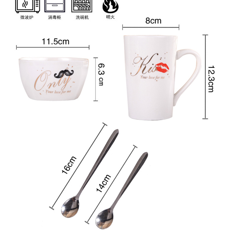 Couple&#039;s Ceramic Tableware Set Custom Logo Creative Home Ceramic Rice Bowl Will Sell Business Partner Gifts